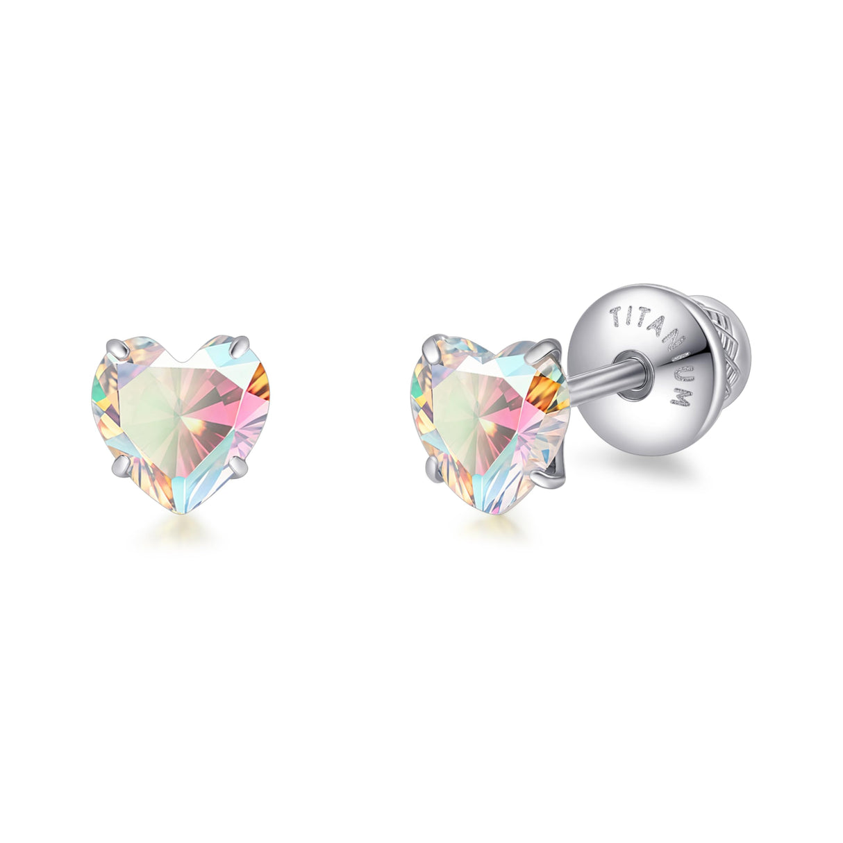 Limerencia Heart Birthstone Screw Backs Earrings