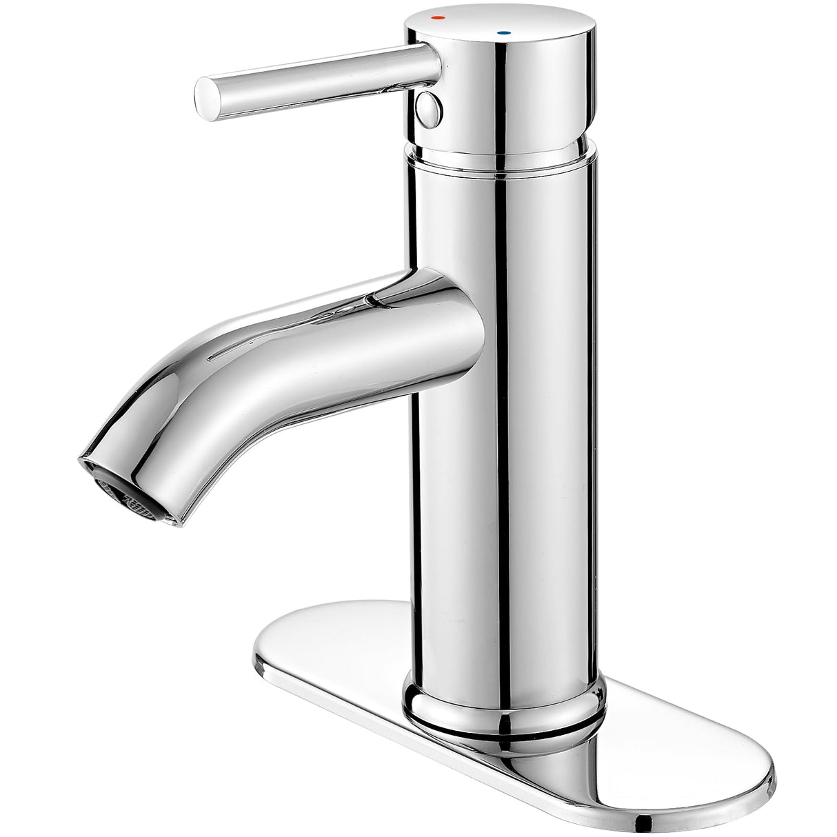 VOTON Modern Bathroom Faucet Chrome Single Handle One Hole Sink Faucet Commercial Lavatory Vanity Sink Faucet with 3/8" Hoses and Deck Plate