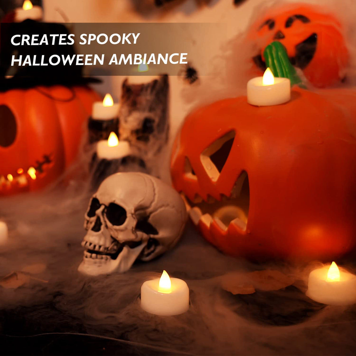 merrynights LED Candles, Tea Lights Candles Battery Operated Bulk, 50-Pack Long-Lasting 200 Hours Flameless Tealight Candles, Realistic Tea Lights for Christmas Halloween Wedding, 1.5'' D X 1.25'' H