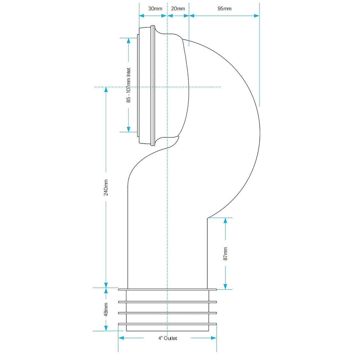 Viva EASI-FIT Swan Neck WC Pan Connector Can be Cut to Size