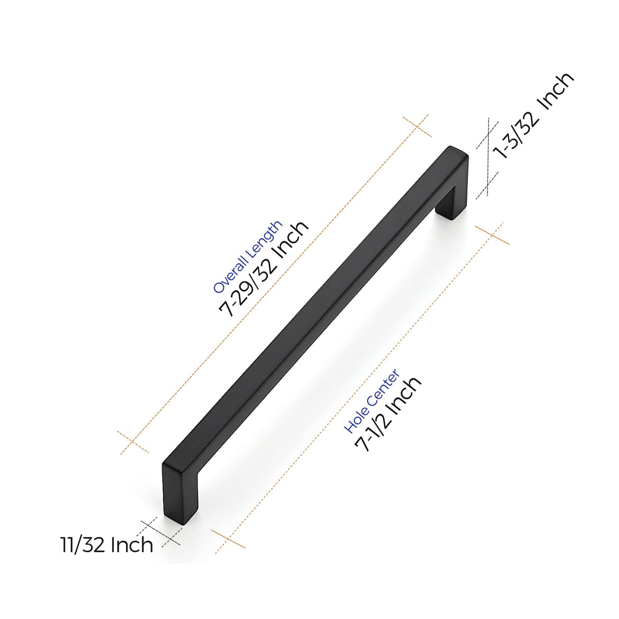 Ravinte 10 Pack Solid 7-1/2 Inch Center to Center Slim Square Bar Drawer Handles - Kitchen Cabinet Hardware Pulls - Matte Black