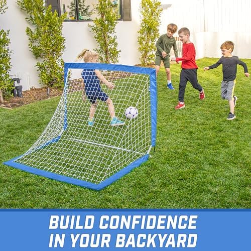 GoSports Portable Soccer Goals for Kids - 13 Color Options - Choose 4 x 3 ft or 6 x 4 ft - Team Tone Pop Up Nets for Backyard