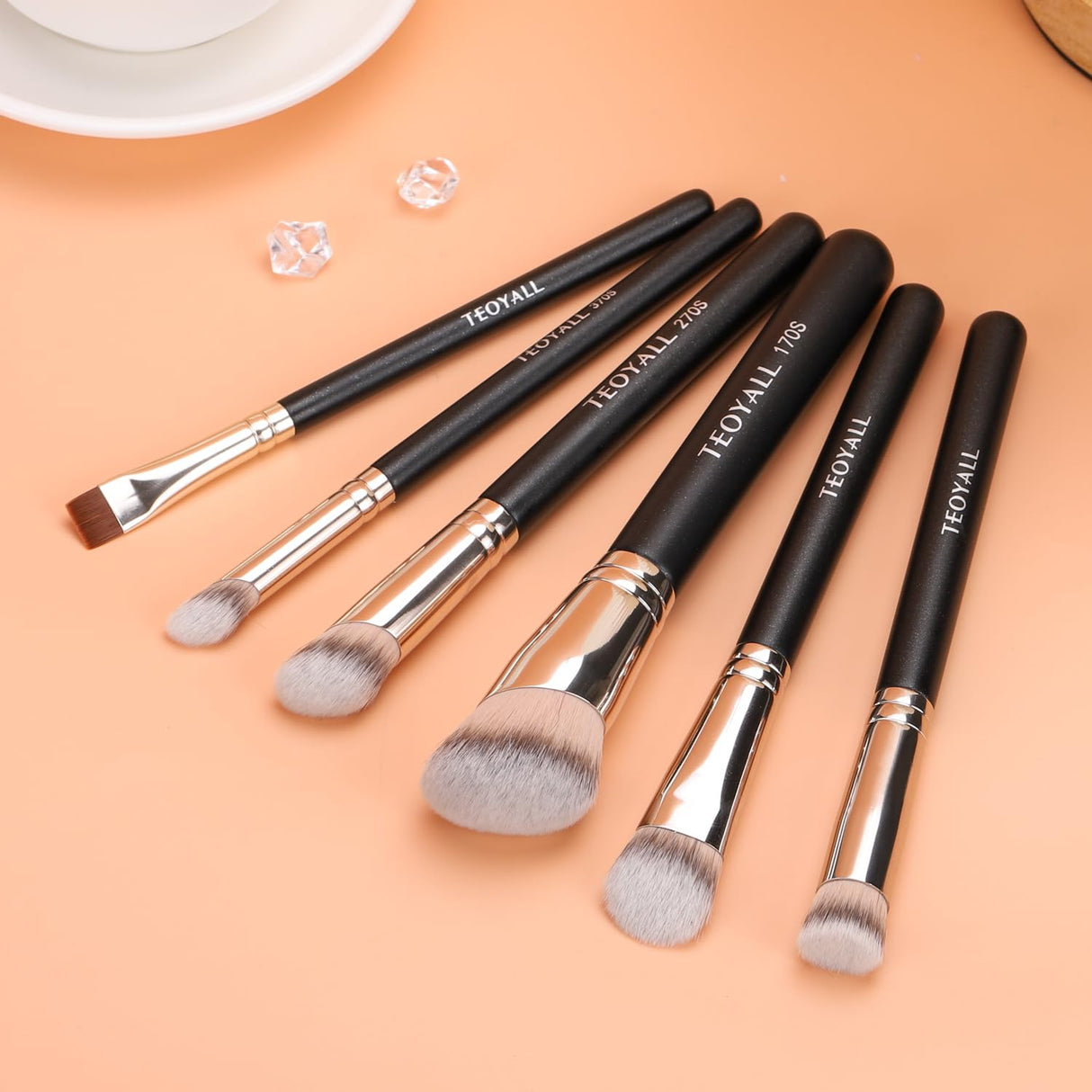 TEOYALL Contour Conceal Brush Set, 3PCS Angled Synthetic Under Eye Concealer Brush for Blending Setting Buffing with Liquid, Cream and Powder Cosmetic (270S/370S/Angled)