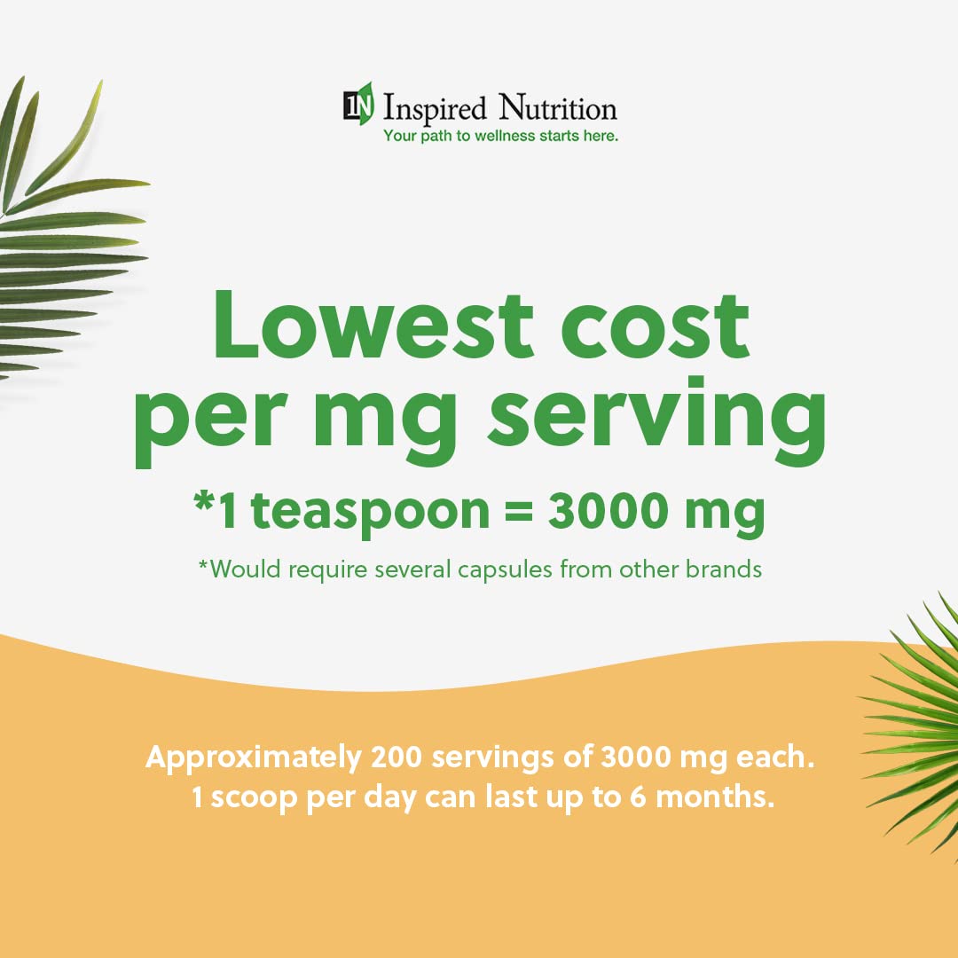 Inspired Nutrition UltraLaurin ® Monolaurin Supplement for Immune Support and Gut Health - Monolaurin Pellets - 21oz - 200 Servings, 3000 mg Each