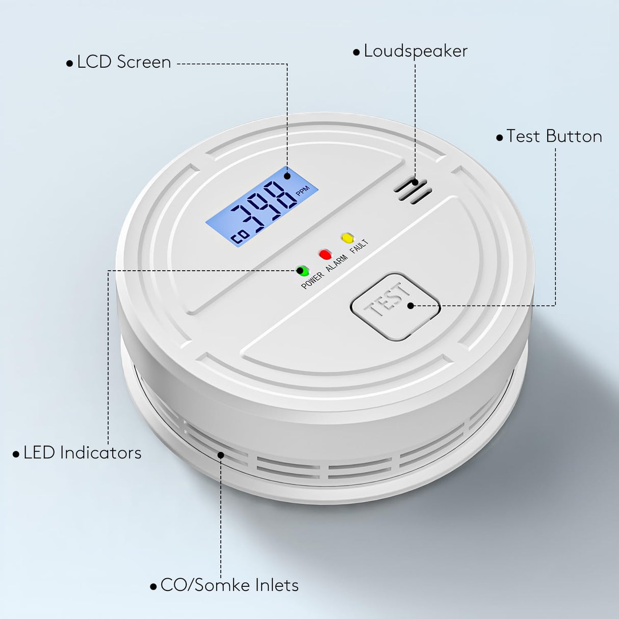4 Packs Smoke & Carbon Monoxide Detector Battery Operated,2-in-1 Smoke Detector Carbon Monoxide Detector Combo,Smoke Alarm with Digital Display for Home