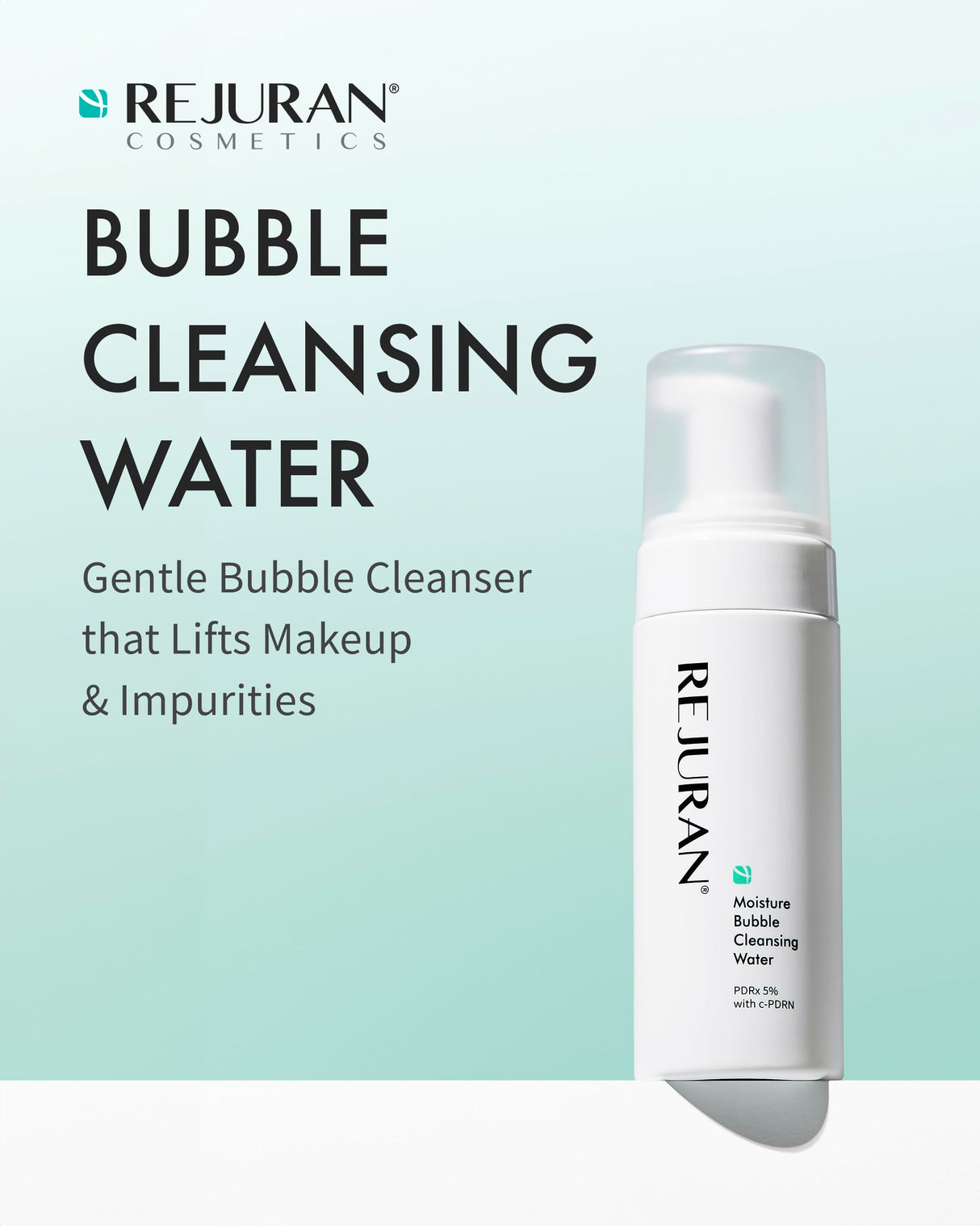 REJURAN® Moisture Bubble Cleansing Water, c-PDRN® - Facial Foaming Cleanser with PDRx, pH-Balanced and Hydrating, Micellar Water for Makeup Removal, Korean Skin Care (5.07 fl oz)