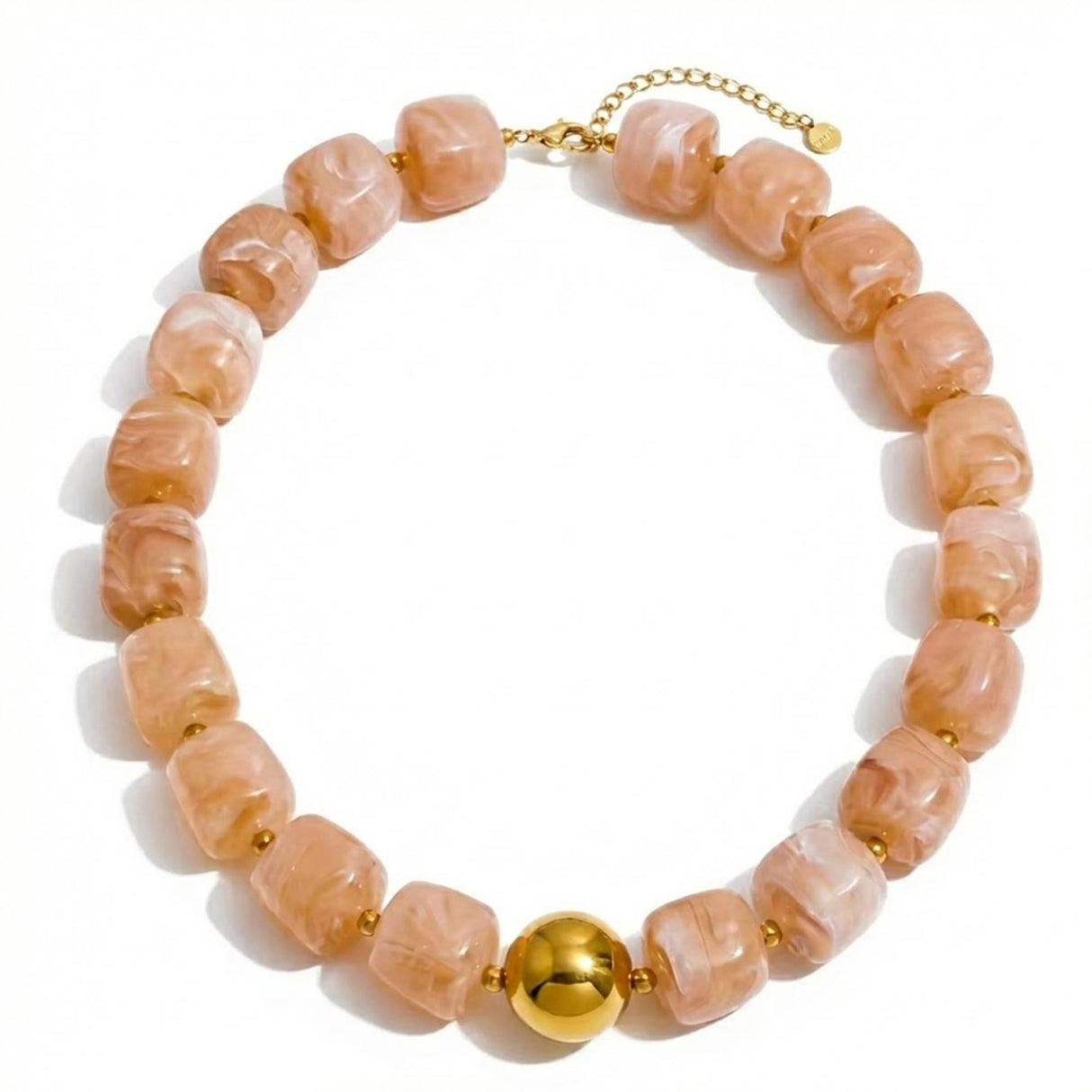 Mchic Khakki Beaded Choker Necklace for Women Chunky Square Acrylic Beads
