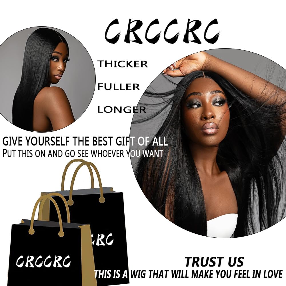 CRCCRC 30 Inch 13x6 Lace Front Wigs Human Hair Pre Plucked 200 Density Straight Glueless Wig HD Transparent Human Hair Lace Front Wigs with Baby Hair Lace Front Wigs for Black Women