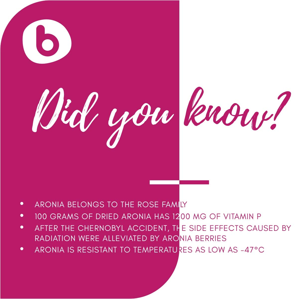 b Organic Aronia Berry Powder - Black Chokeberry Superfood High in Anthocyanins & Polyphenols - Supports Immune System - Chokeberries Organic Superfood - Aronia Berries - Vegan, Gluten-Free - 1lb