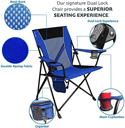 Kijaro Dual Lock Portable Camping Chairs - Versatile Outdoor Folding Sports & Lawn Chair - Locks Position Izamal Yellow
