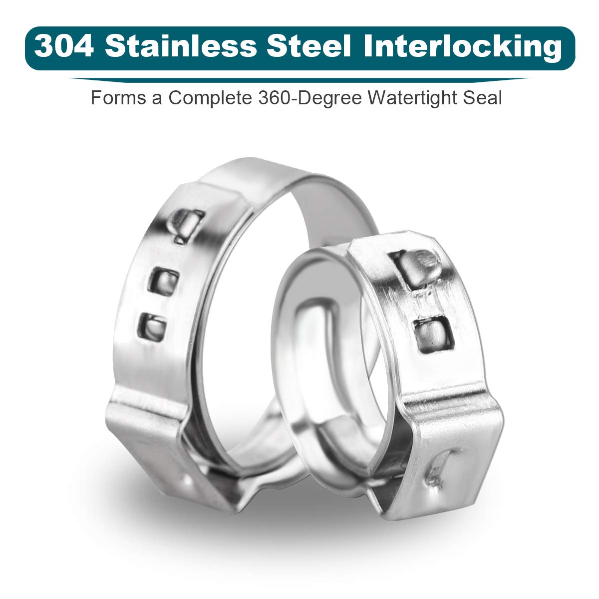 LOKMAN 50 Pack 3/4 Inch PEX Cinch Clamps, Stainless Steel Cinch Crimp Rings Pinch Clamps for PEX Tubing Pipe Fitting Connections (3/4 Inch)
