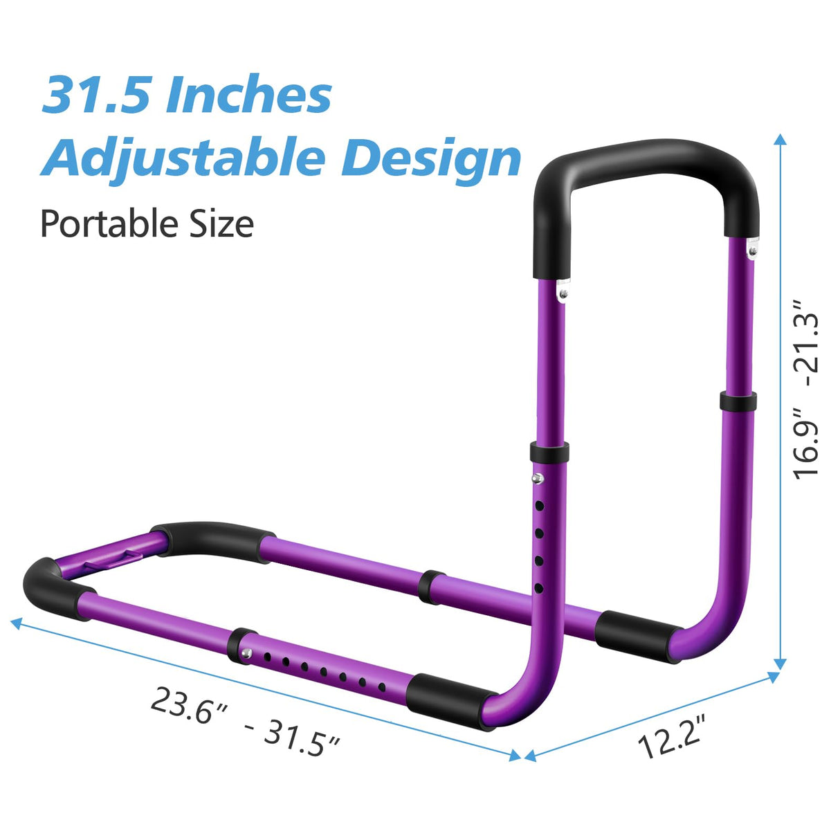 Bed Rails for Elderly Adults Safety - Medical Bed Support Bar Mobility Assistant with Storage Bag and Fixing Strap, Tool-Free Assembly, Fit King, Queen, Full, Twin