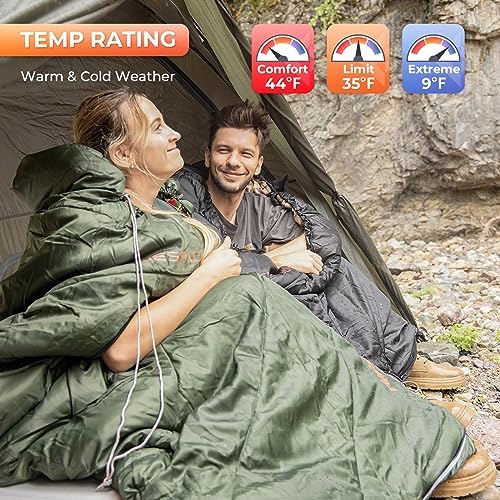 KingCamp Sleeping Bag for Adults, Cold Weather & Warm Extra Wide Big & Tall XL Portable Waterproof Flannel Sleeping Bags, Essentials Gear Accessories for Camping Backpacking Hiking Indoor & Outdoor