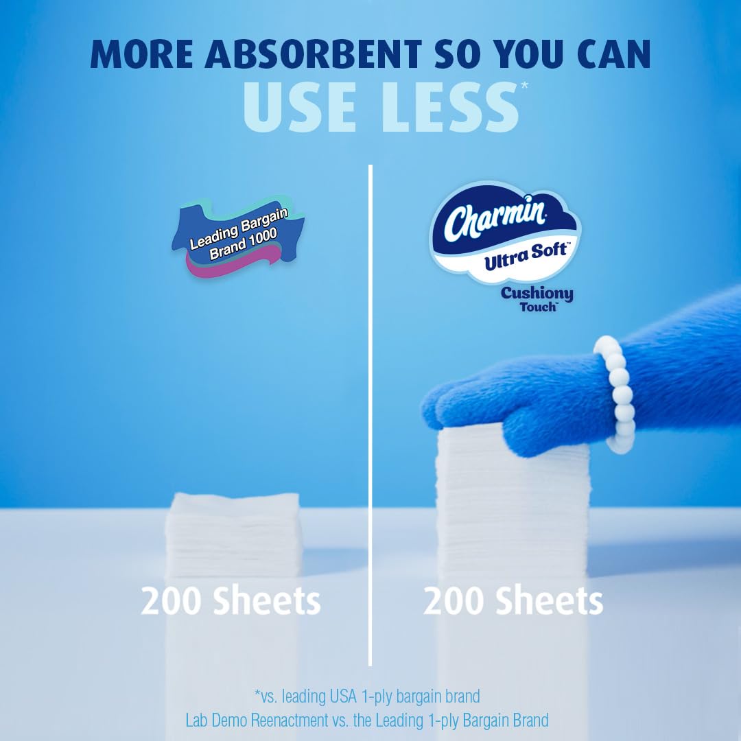 Charmin Ultra Soft Cushiony Touch Toilet Paper, 30 Family Mega Rolls = 153 Regular Rolls