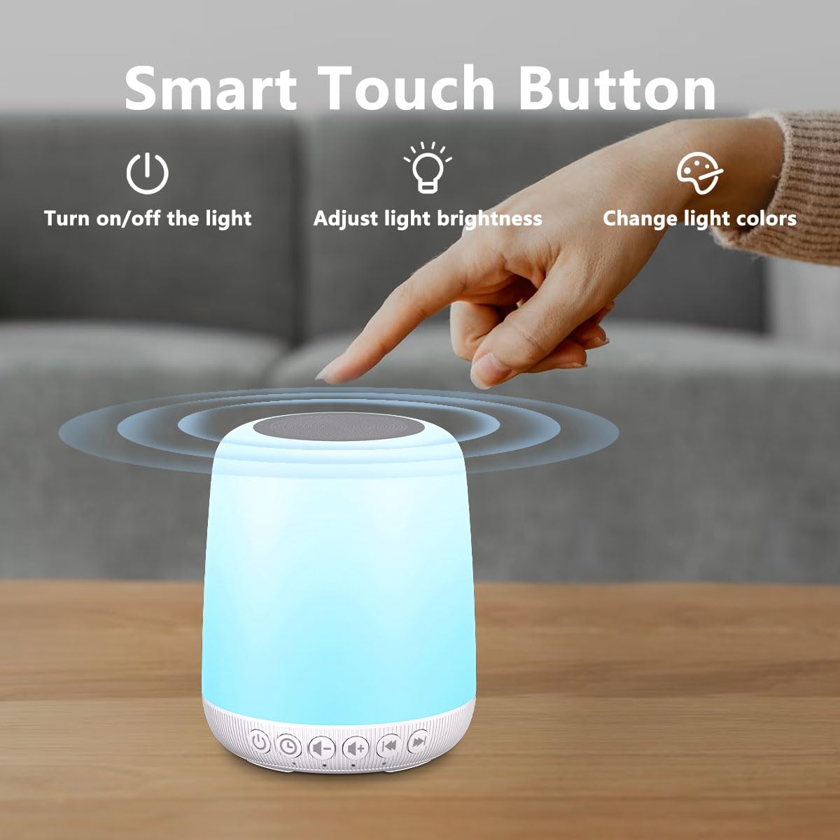 White Noise Sound Machine for Sleep Portable Sound Machine with 30 Soothing Sounds 12 Night Light Colors 4 Timer Sleep Machine for Baby Adults, Smart App Control, Touch Control