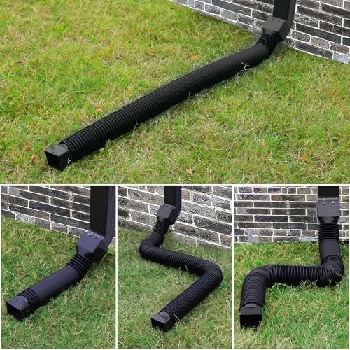 2 Pack Rain Gutter Downspout Extensions, Upgraded Flexible Drain Downspout Extender, Rainwater Drainage Diverter with Mini Connector, Extendable from 20 to 127 Inches