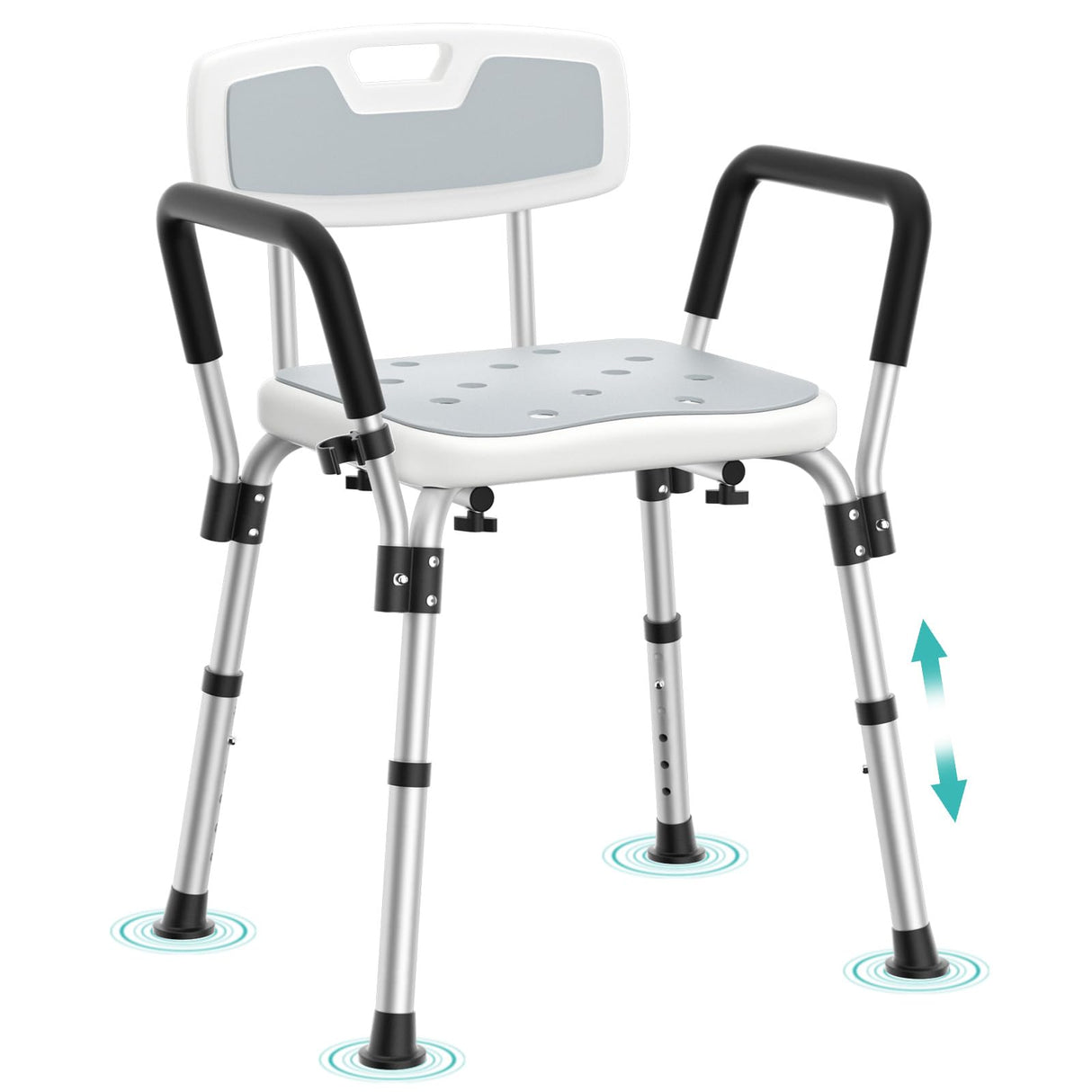 Kicimpro HSA/FSA Shower Chair for Elderly & Disabled, 10 Min Installation, Heavy Duty Bath Chair with Pad, 6 Adjustable Height Shower Seat for 5'1"-6'4" Users