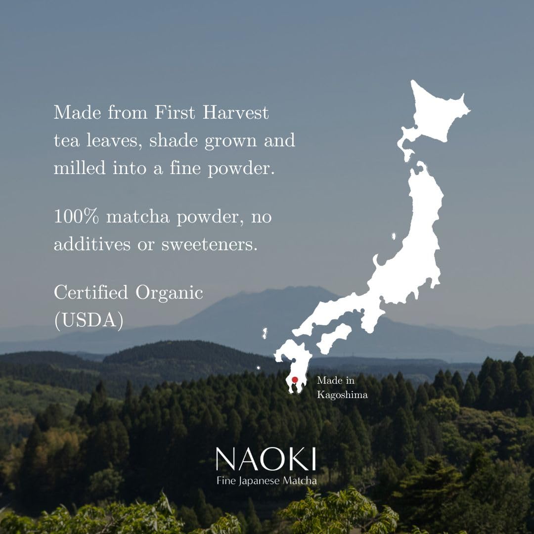 Naoki Matcha Organic Ceremonial First Spring Blend – Authentic Japanese First Harvest Ceremonial Grade Matcha Green Tea Powder from Kagoshima, Japan (40g / 1.4oz)