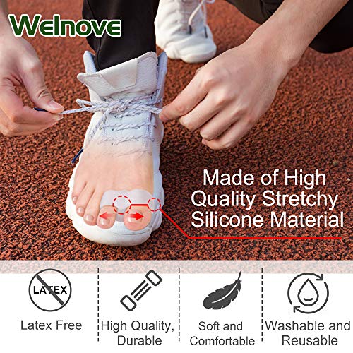 Welnove Pack of 12 Bunion Corrector, Toe Separators with 2 Loops, Big Toe Spacer Suitable for Bunion and Overlap Toe (White)
