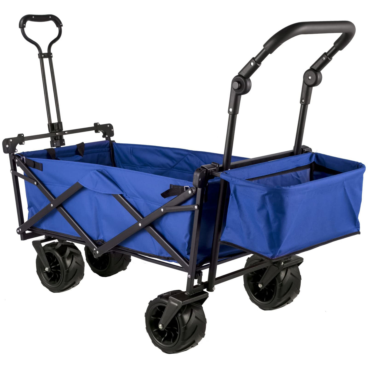 Happbuy Collapsible Wagon with Removable Canopy, 220lbs Heavy Duty Foldable Beach Wagon with Big Wheels