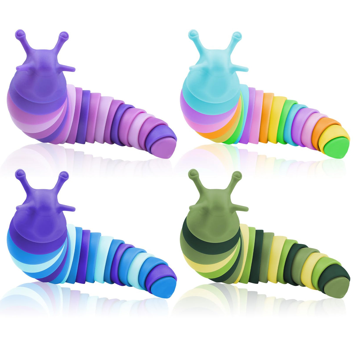 Cevioce Sensory Slug Fidget Toys,Fidget Slug Toys for Adults & Kids Party Favors,4 PCS Cute Autism Sensory Toys for Autistic Children,Toddler Toys Age 3+,Travel Toys for 3+ Year Old(A)