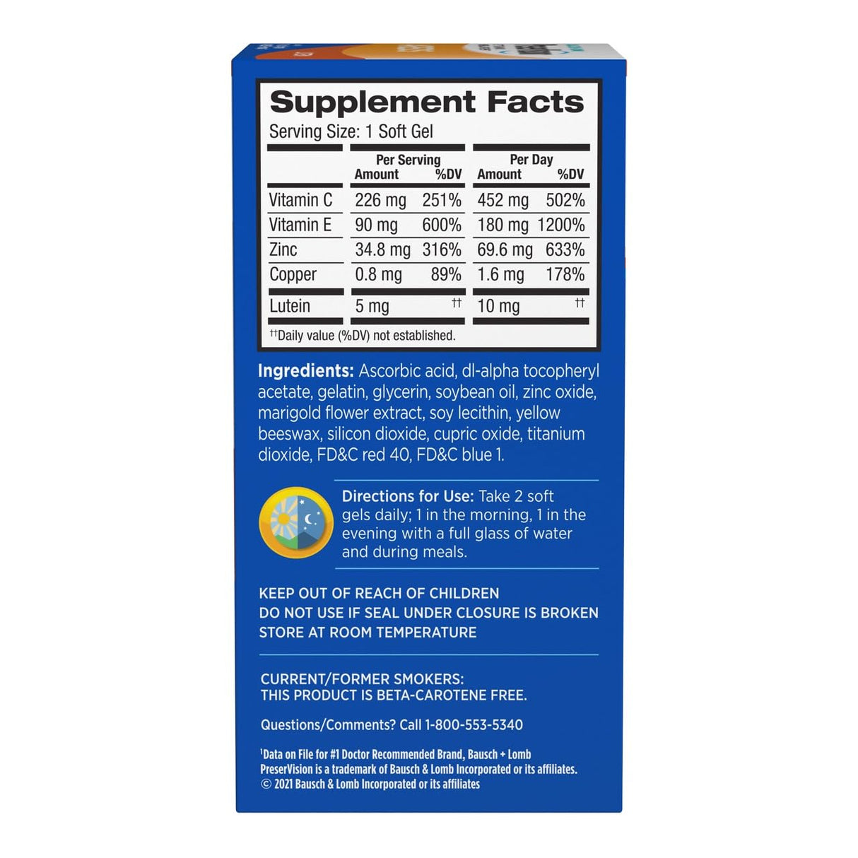 PreserVision AREDS Lutein Eye Vitamin & Mineral Supplement, Beta-Carotene Free, Soft Gels, 120 ct