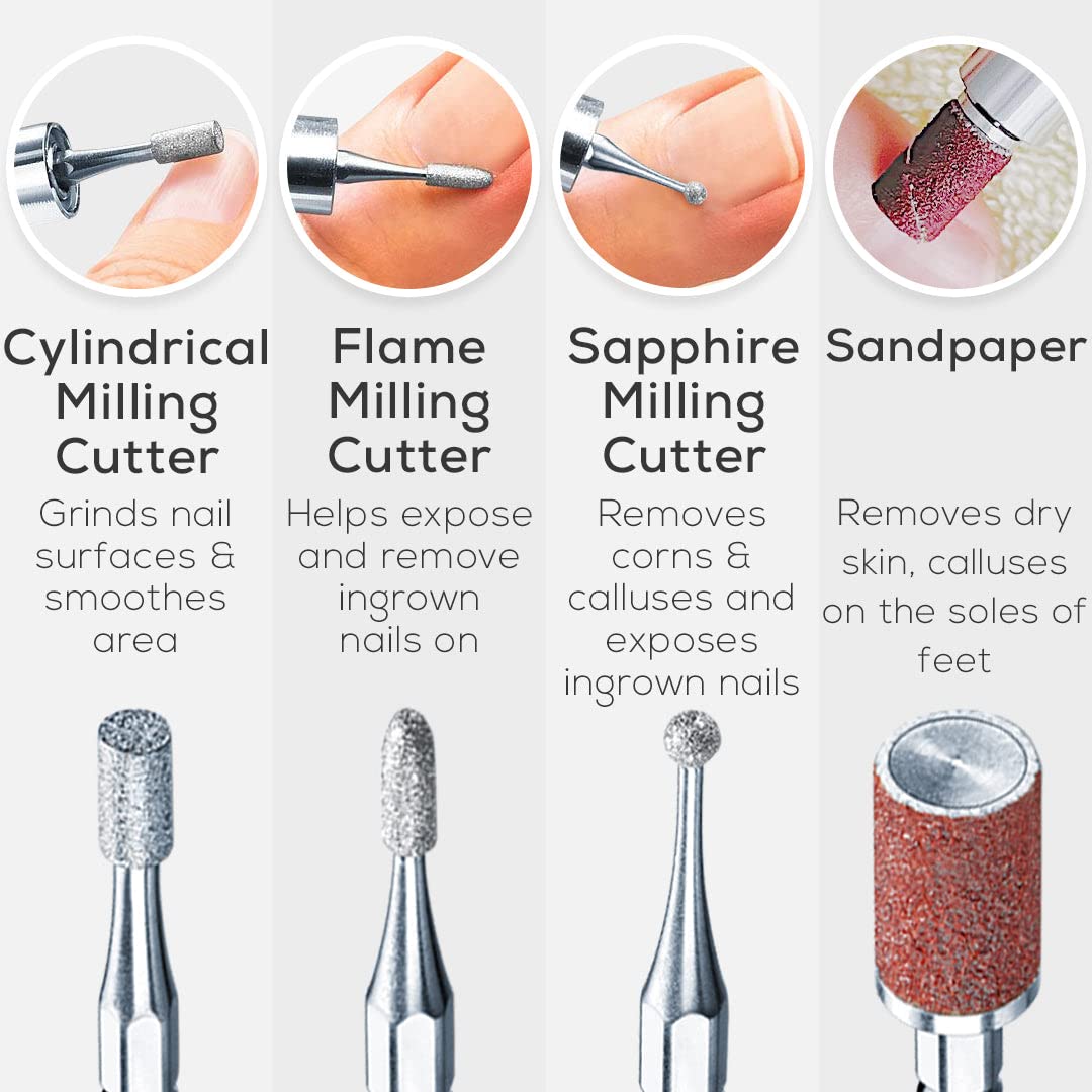 Beurer MP62 Professional Nail Drill Kit, Portable Electric File Machine with 10 Attachments & 10 Sanding Bands, Efile Dremel for Acrylic Gel Manicure and Pedicure, LED Light, with Storage Case