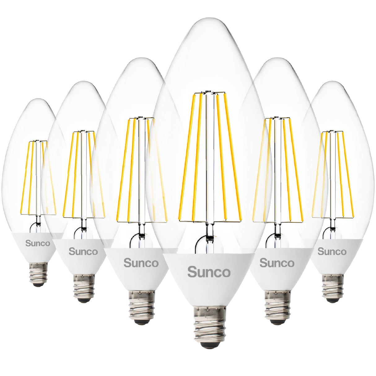 6 Pack Dusk to Dawn Light Bulbs LED Outdoor B11, Edison Filament Candelabra Bulbs for Porch Lighting, 500 LM, 5W (40W Equivalent), 2700K Soft White, E12 Base, Photocell Sensor UL
