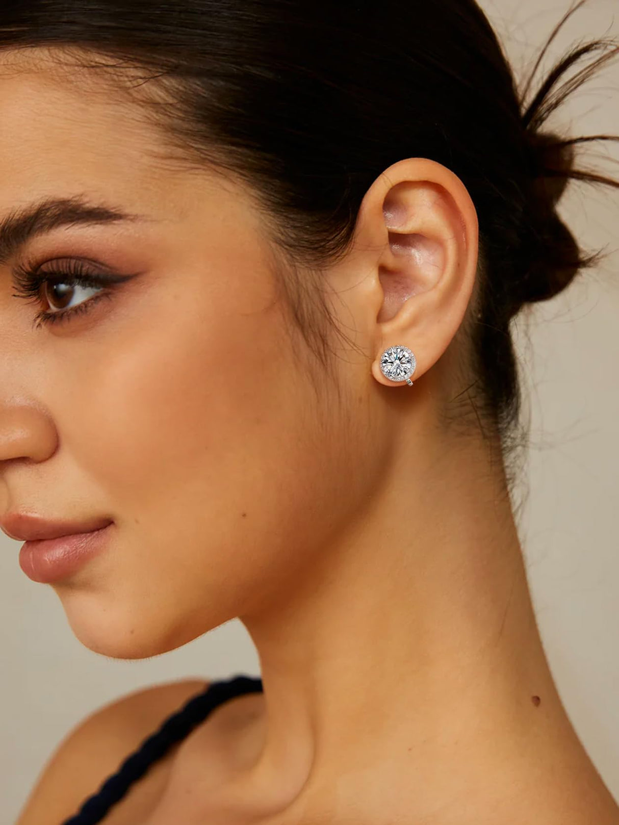 FindChic April Diamond Clip On Earrings for Women Silver Birthstone