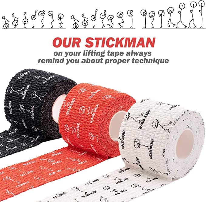 WARM BODY COLD MIND Lifting Thumb Tape for Olympic Weightlifting - Hook Grip Tape for Powerlifting, Cross Training, Gym Tape, Workout, Weight Lifting Tape, Athletic Finger Wrap (Black 6 Rolls)