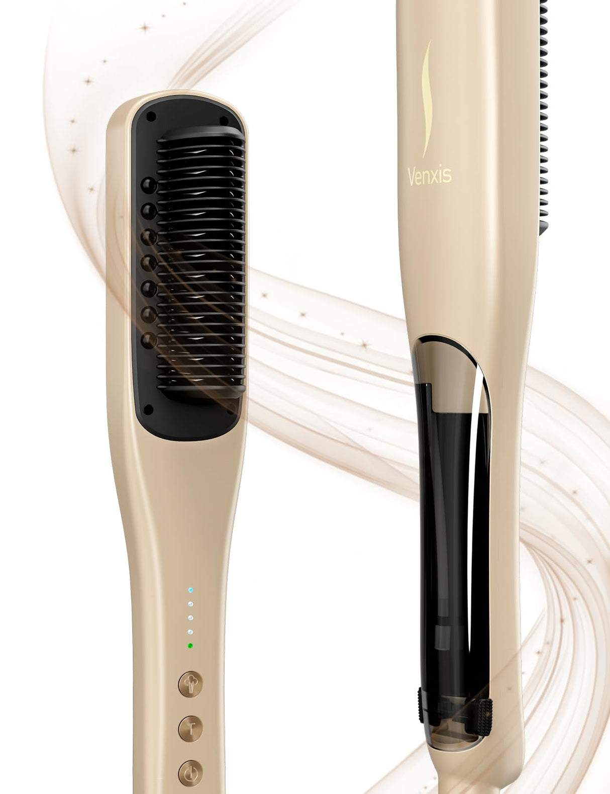Hair Straightener Brush,Venxis Straightening Comb with Steam, 3 Temp Settings & 20s Fast Heating, 120 Voltage&30-Minute Auto Shut-Off, Steam Design for Hair Treatment
