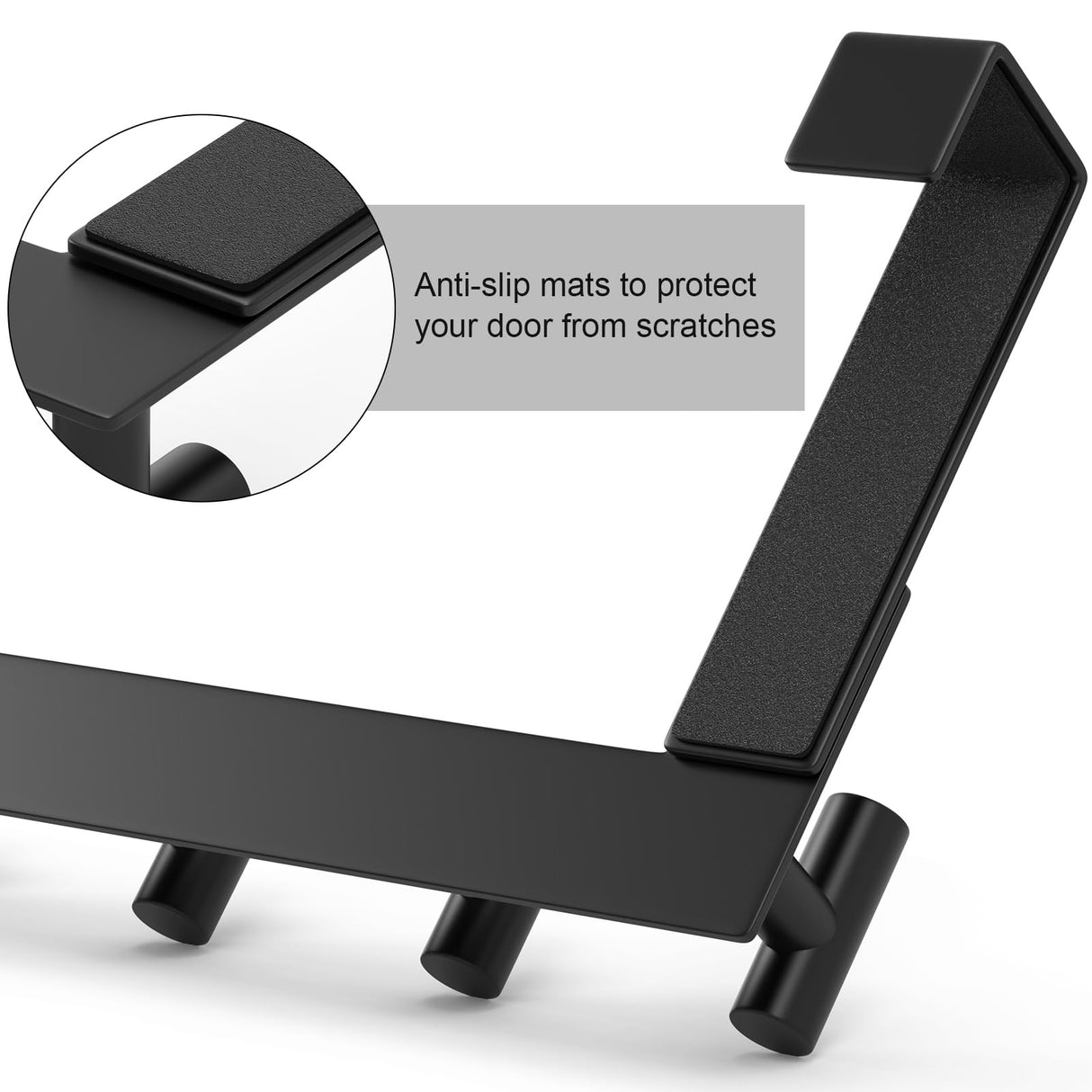 PMMASTO Over The Door Hooks, Fits 1-3/4" Thick Door No Drill Hooks for Closet Bathroom Bedroom Organization, Hanger for Coat Towel Robe (Black, 4 T-Hooks)