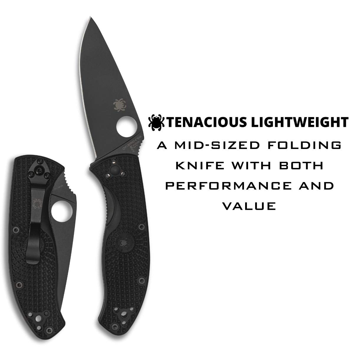 Spyderco Tenacious Lightweight Folding Pocket Knife, PlainEdge
