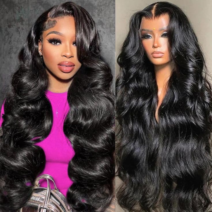 Aoque 30 Inch Body Wave Lace Front Wigs Human Hair 13x6 Hd Lace Front Wigs Human Hair Pre Plucked 200 Density Natural Color Brazilian Virgin Hair Glueless Frontal Wigs for Women