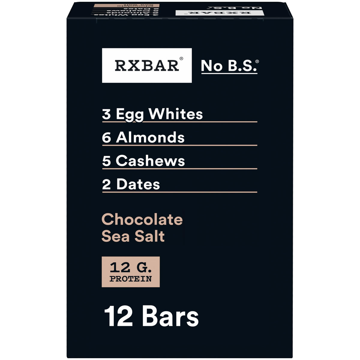 RXBAR Protein Bars, 12g Protein, Gluten Free Snacks, Chocolate Sea Salt, 22oz Box (12 Bars)