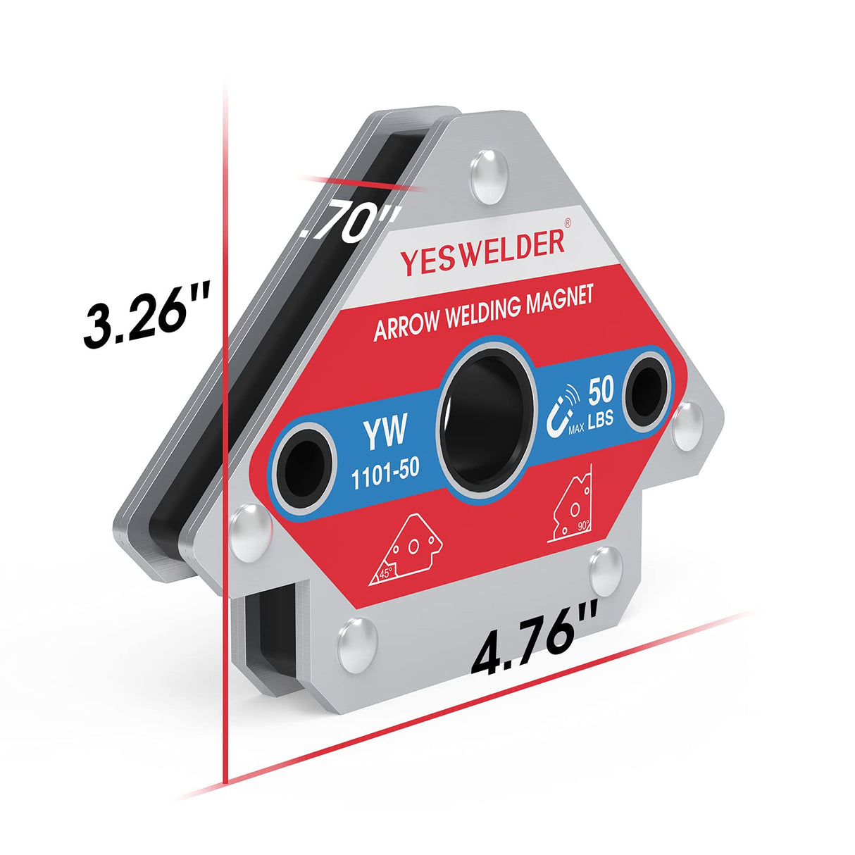 YESWELDER 50 LB Welding Magnet-4 Pieces of Magnetic Welding Holder 50 LBS Holding Power Welding Accessories