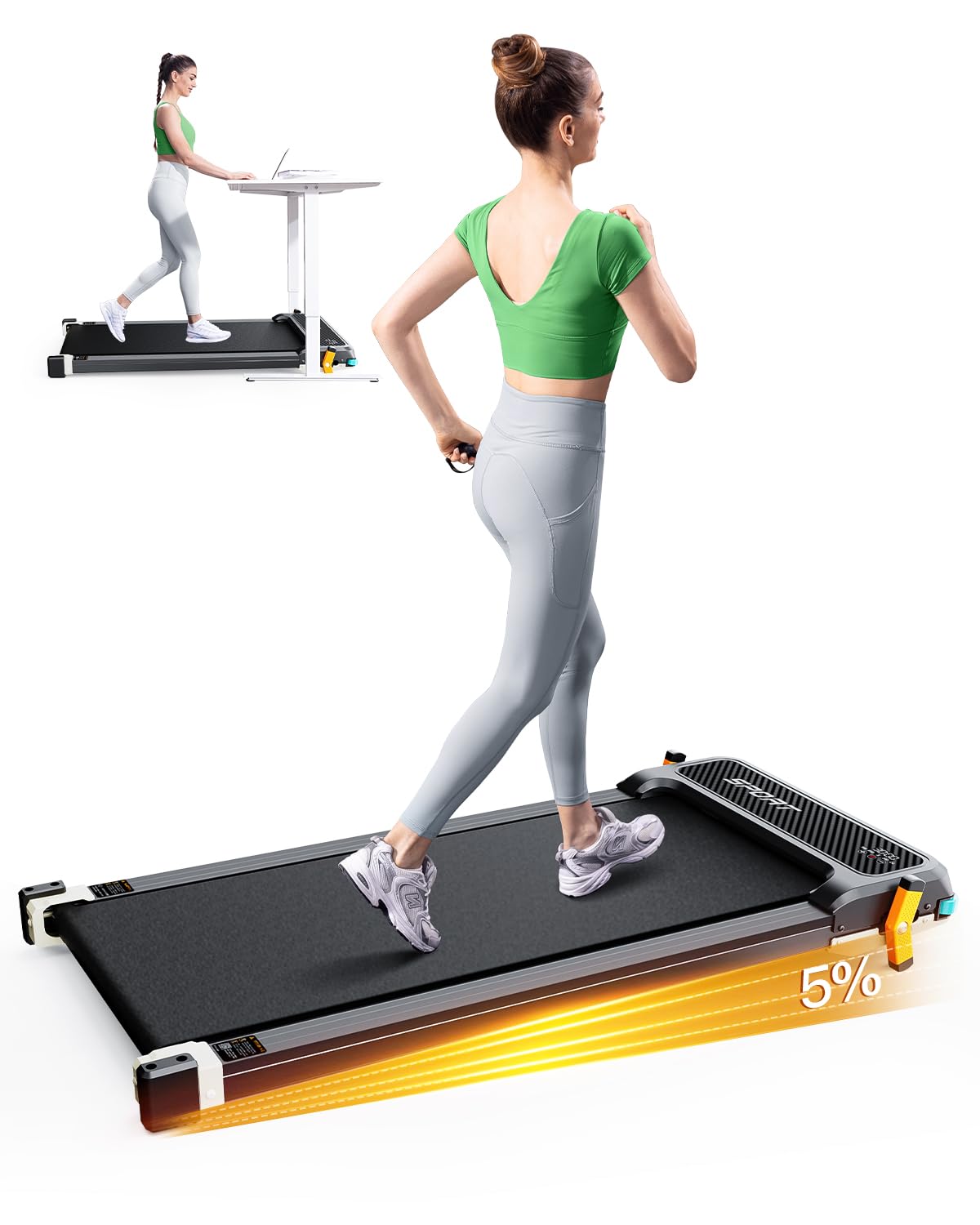 Walking Pad with Incline, Under Desk Treadmill for Home, 2.5HP Portable Treadmills with Remote Control, 4 in 1 Incline Treadmill with LED Display