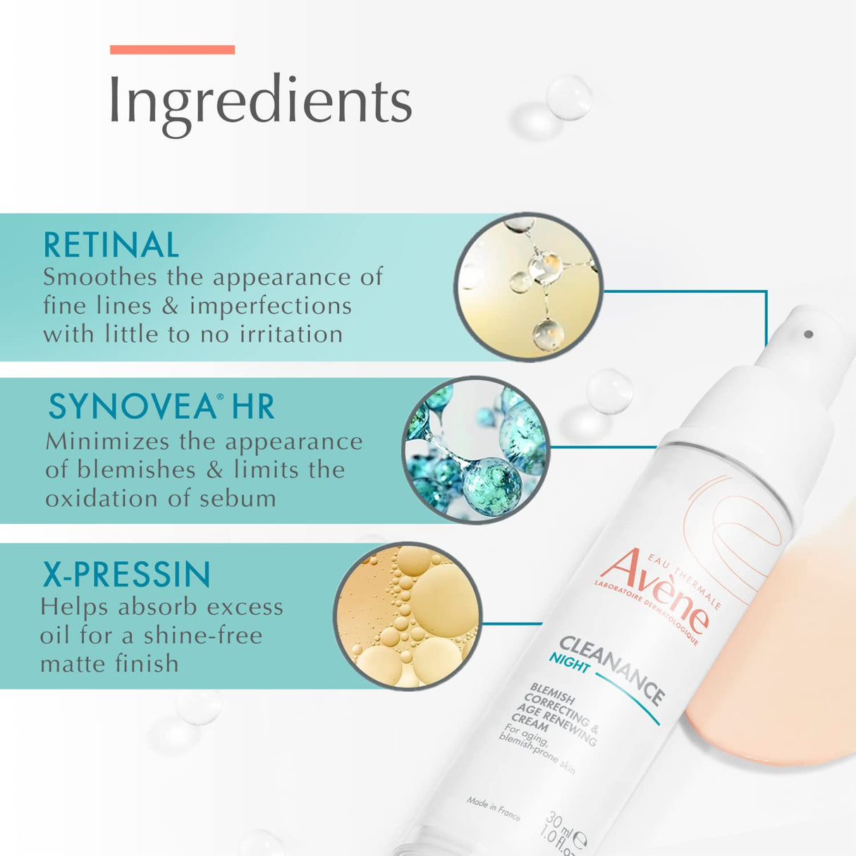 Avène Cleanance NIGHT Blemish Correcting & Age Renewing Cream, 1 Oz