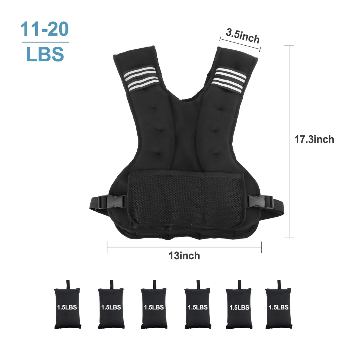 Henkelion Adjustable Weighted Vest for Men Women Weights Included, 11-20lbs Body Weight Vests Adjustable for Running, Training Workout, Jogging, Walking