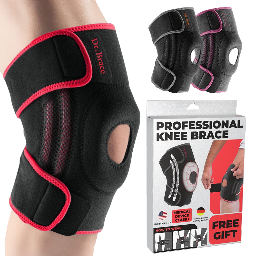 DR. BRACE ELITE Knee Brace with Side Stabilizers & Patella Gel Pads for Maximum Knee Pain Support and fast recovery for men and women-Please Check How To Size Video (Sunrise, X-Large)