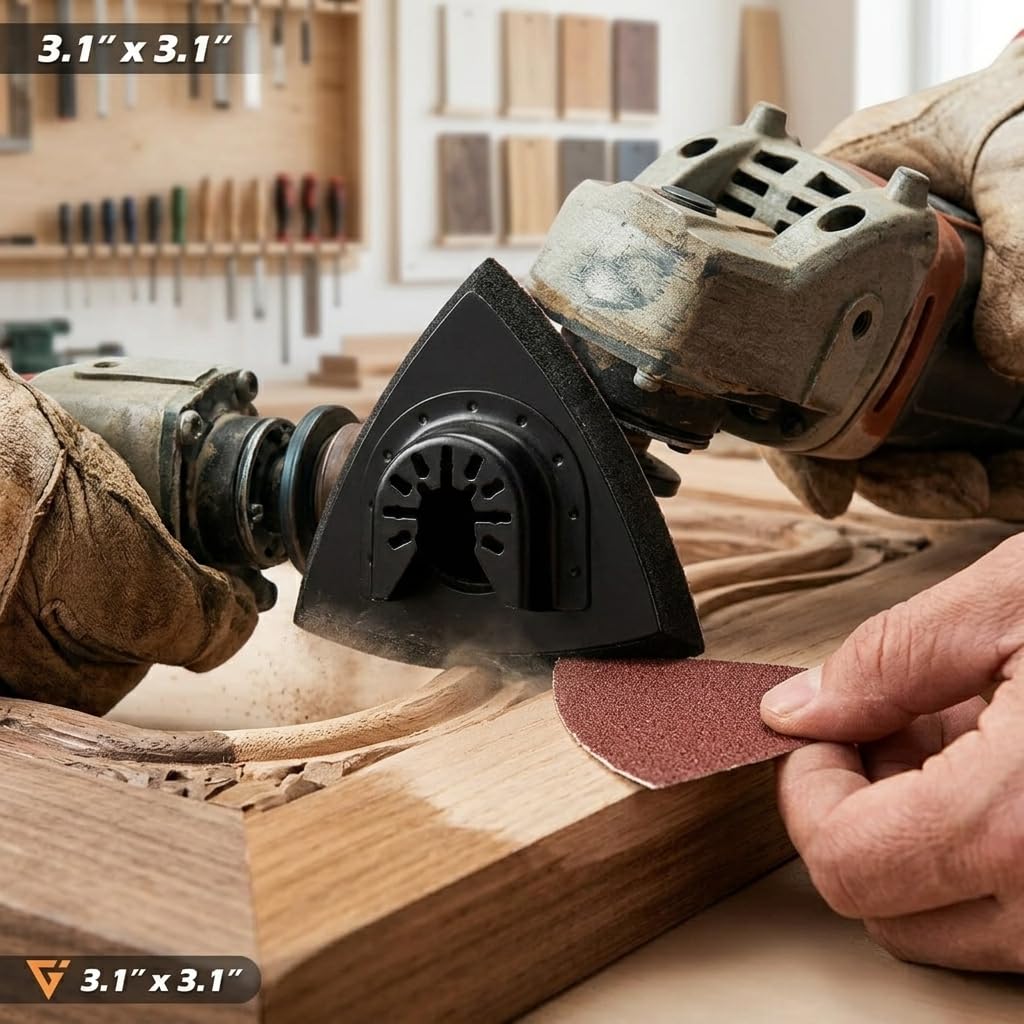 Towbluii Multitool Sanding Pads for Detail Wood Finishing, Multi-Grit Assorted Sandpaper with Triangle & Finger Attachments, Durable Hook and Loop Sanding Sheets for Furniture & Edge Work(105p
