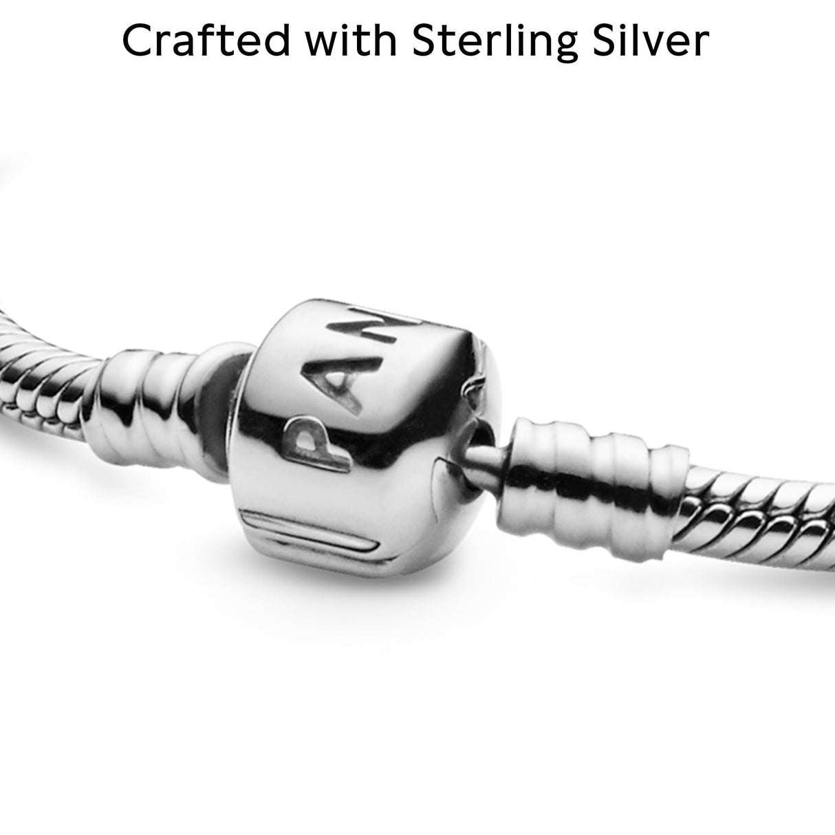 PANDORA Moments Barrel Clasp Snake Chain Bracelet - Silver Bracelet for Women - Sterling Silver - with Gift Box - 7.5"