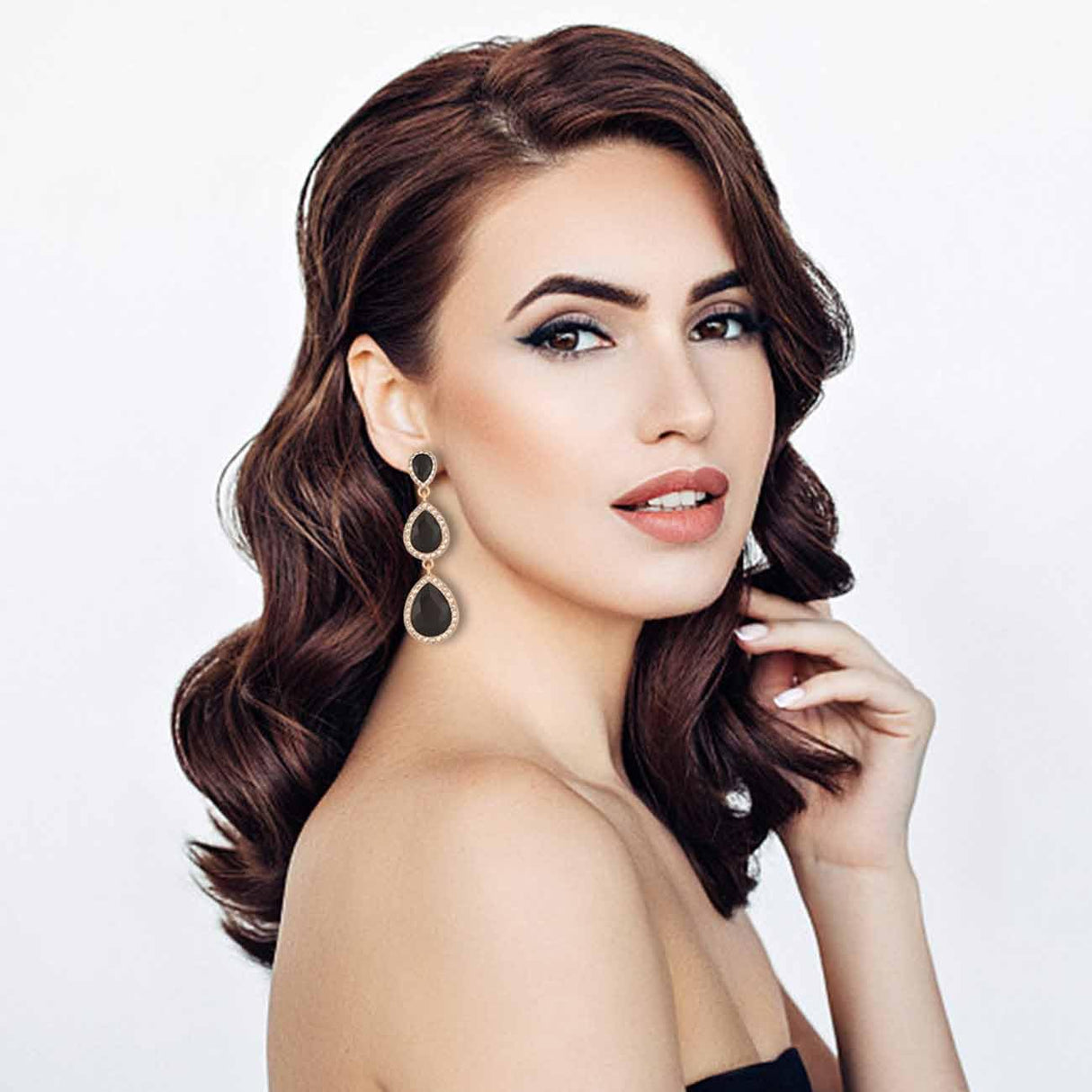 Black Earrings for Women, Vintage Rhinestone Teardrop Statement Earrings