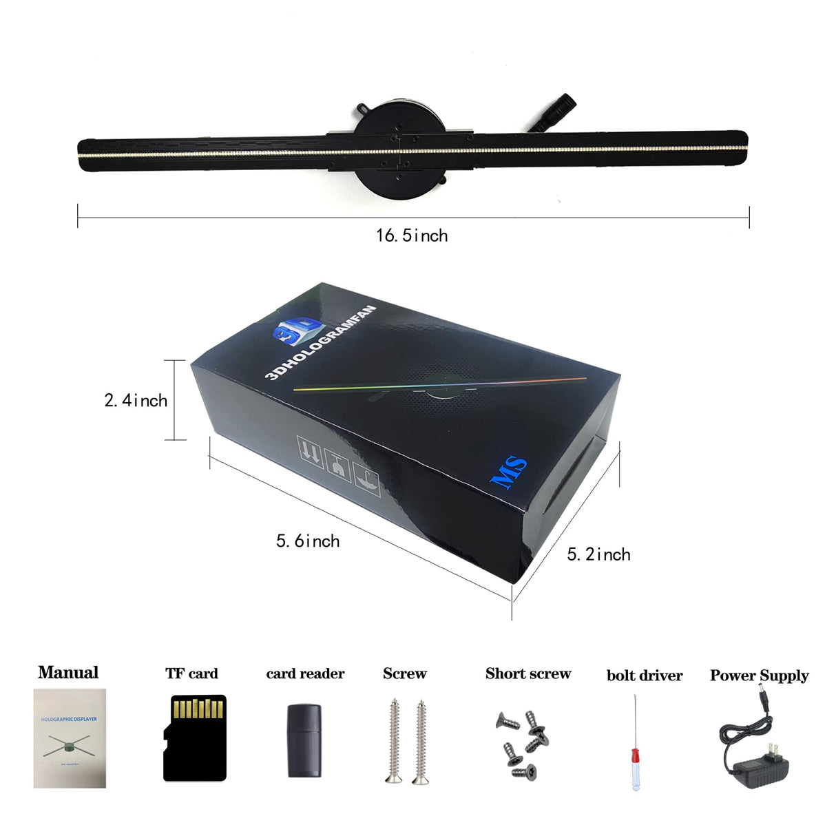 3D Hologram Fan,42cm Christmas Tree HD LED 16.5-inch Holographic Fan Projector WiFi with 700 Library Video,Animated Holographic Display for Business Stores