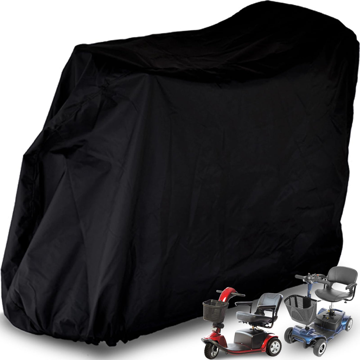 Valchoose 48"L x 22"W x 38"H Upgraded Mobility Scooter Storage Cover, 420D Oxford Fabric Scooter Weather Cover, with Waterproof Strip, Water Resistant, Anti-UV, Heavy Duty, Storage Bag (Black)