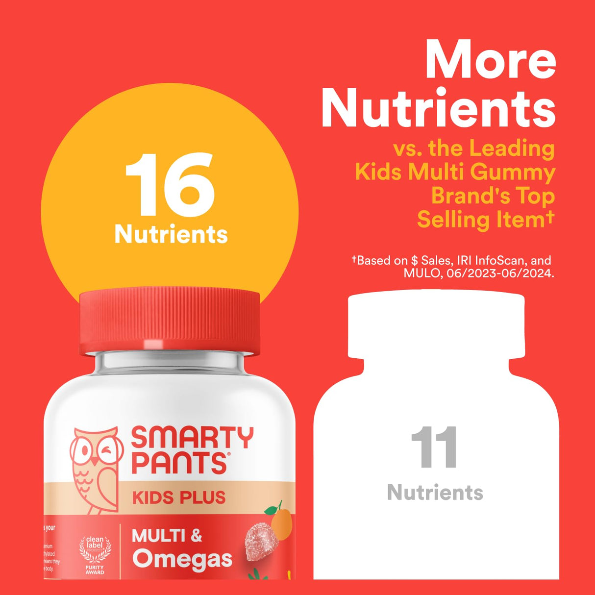 SmartyPants Kids Multivitamin Gummies - Improved Formula: Omega 3 (DHA/EPA), Vitamins D3, C, B12, B6, Vitamin A, K & Zinc, Gluten Free, Three Fruit Flavors, 60 Count (30 Day Supply)