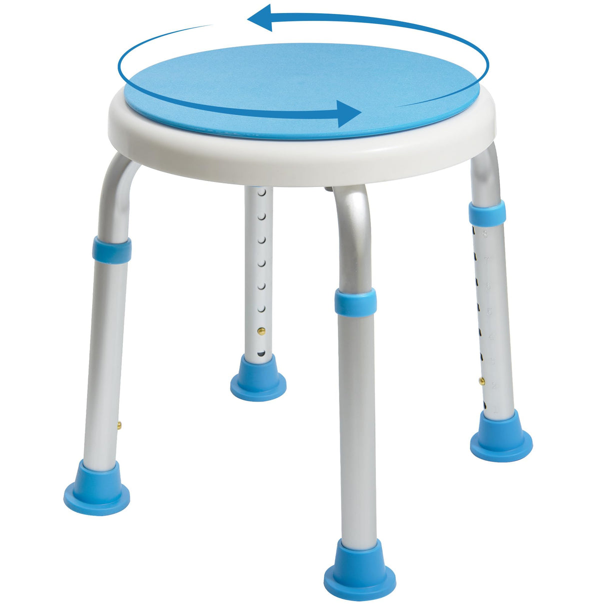 FSA/HSA Eligible, Vaunn Medical Tool-Free Assembly Adjustable Swivel Shower Stool Seat Bench with Anti-Slip Rubber Tips for Safety and Stability