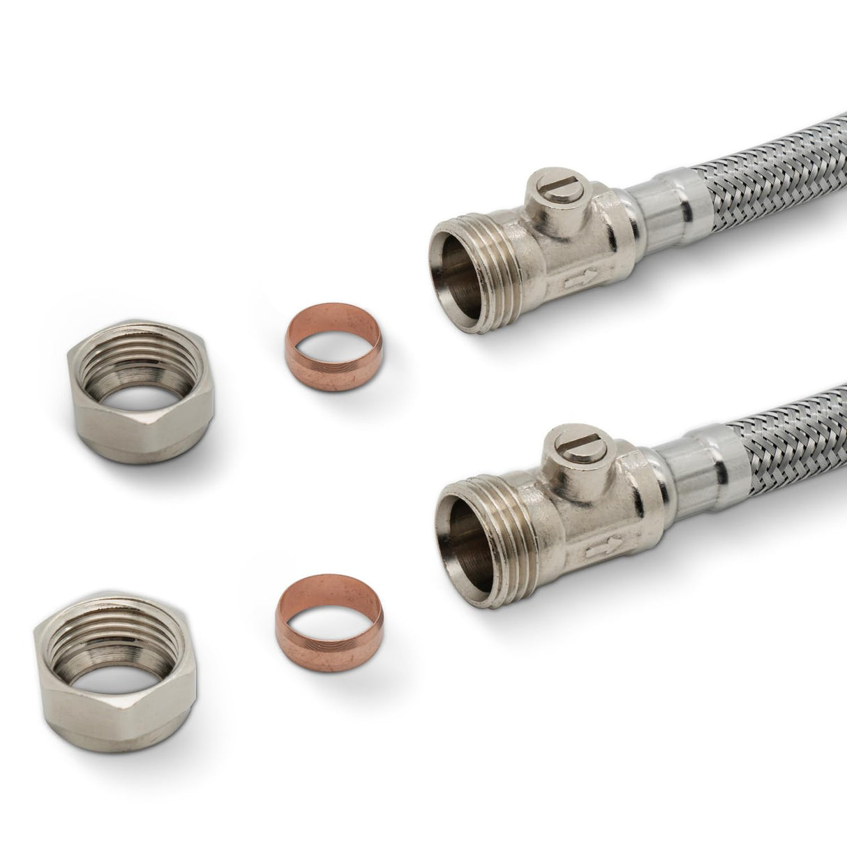 Flexible Hose with Isolation Vancoco Short 15mm x 1/2inch Flexi with Isolation 150mm Long Reeds Pipe Tap Connector Hose