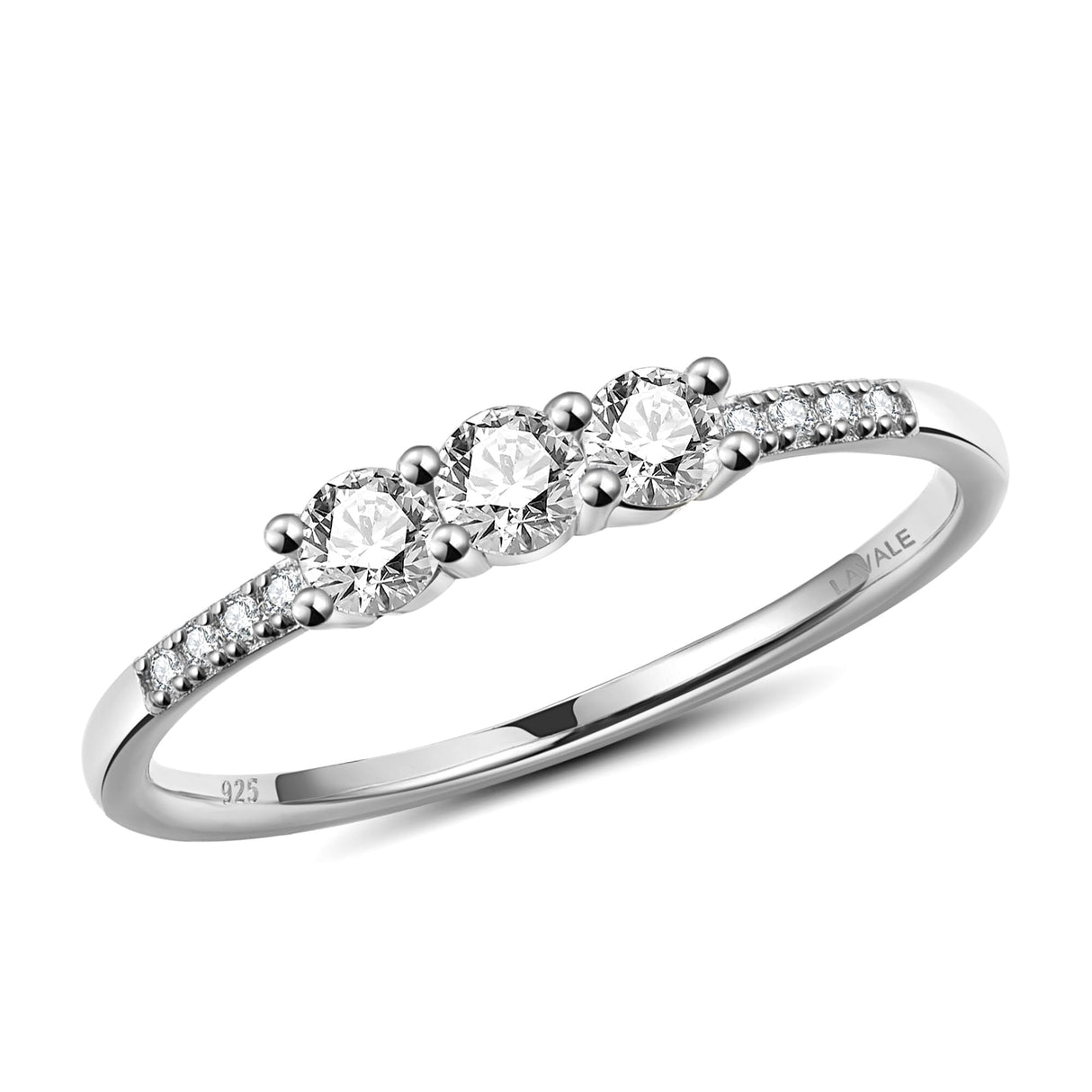 LAVALE Round Cut Moissanite Wedding Band for Women, Brilliant D Color VVS1 Clarity Classic Lab Created Diamond Wedding Ring 18K White Yellow Rose Gold Vermeil 4 Claw Knife Edge Moissanite Rings