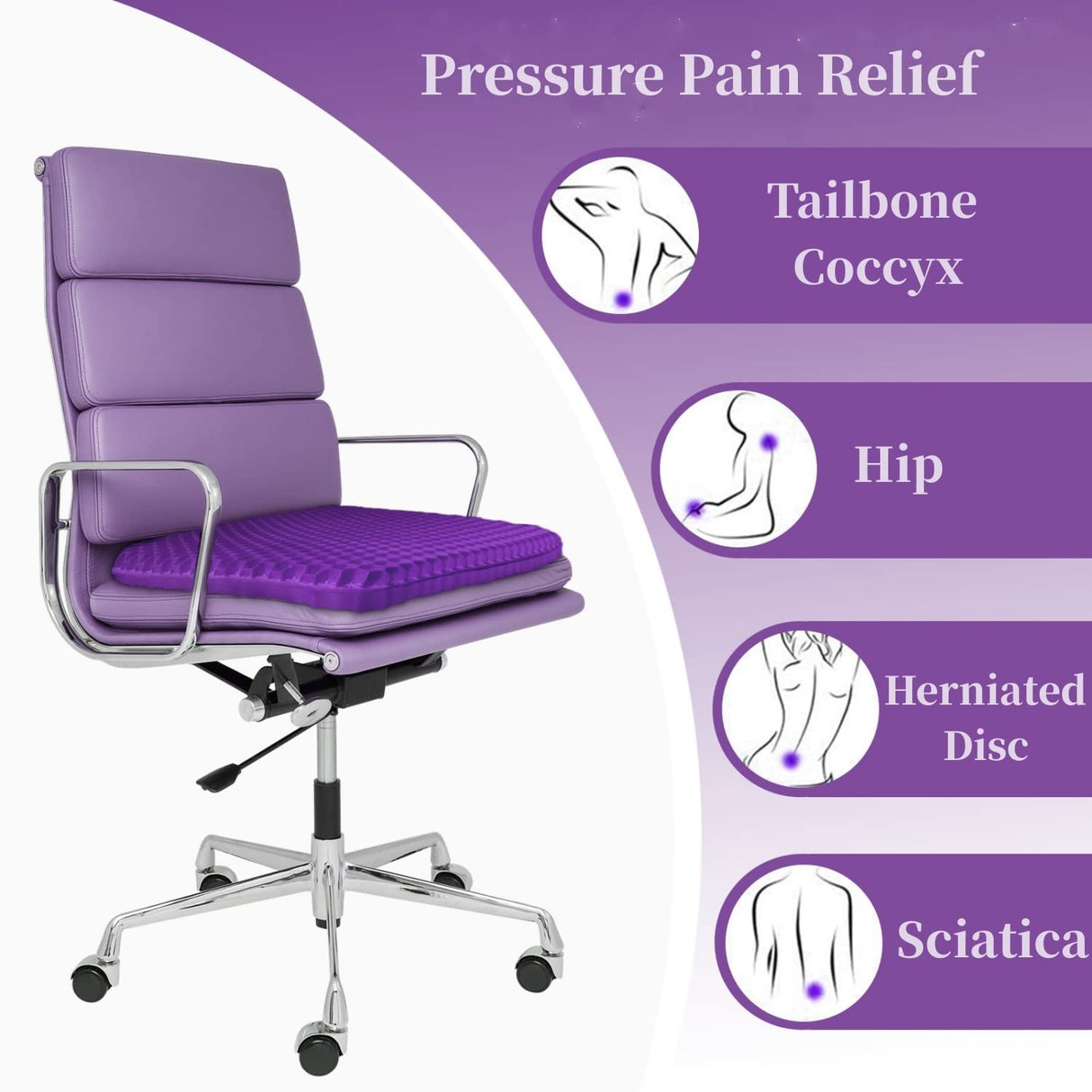 Gel Seat Cushion for Long Sitting, Double Thick Office Desk Home Wheelchair Seat Cushions for Back Hip Sciatica Tailbone Pain Sore Pressure Relief, Gel Cooling Game Chair Pads for Car Truck Driver